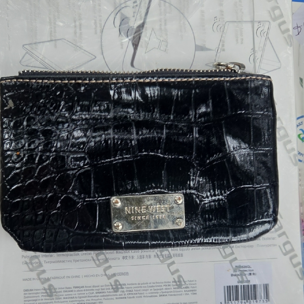 Nine West Black Croc-Embossed Pouch